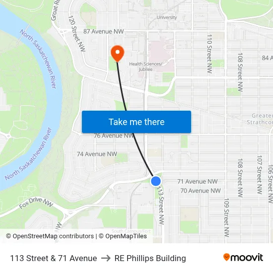113 Street & 71 Avenue to RE Phillips Building map