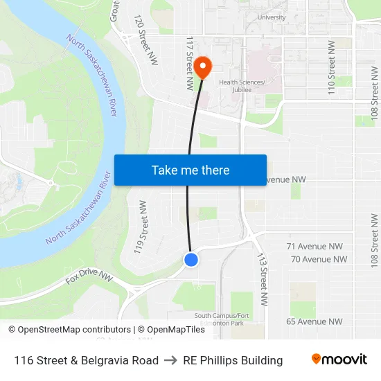 116 Street & Belgravia Road to RE Phillips Building map
