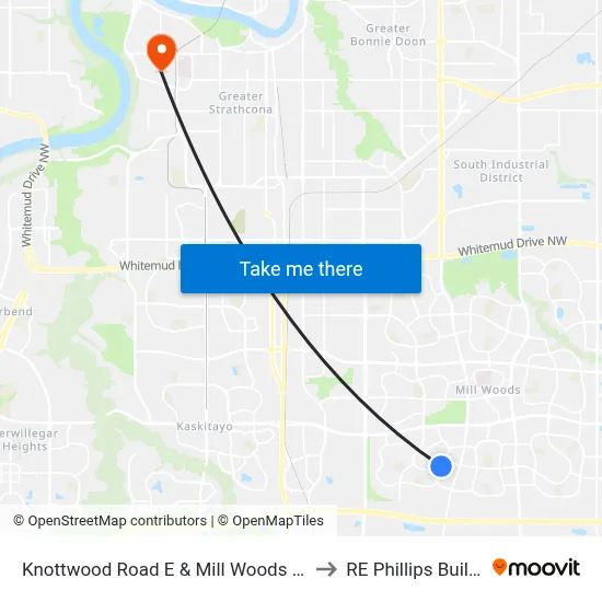 Knottwood Road E & Mill Woods Road S to RE Phillips Building map