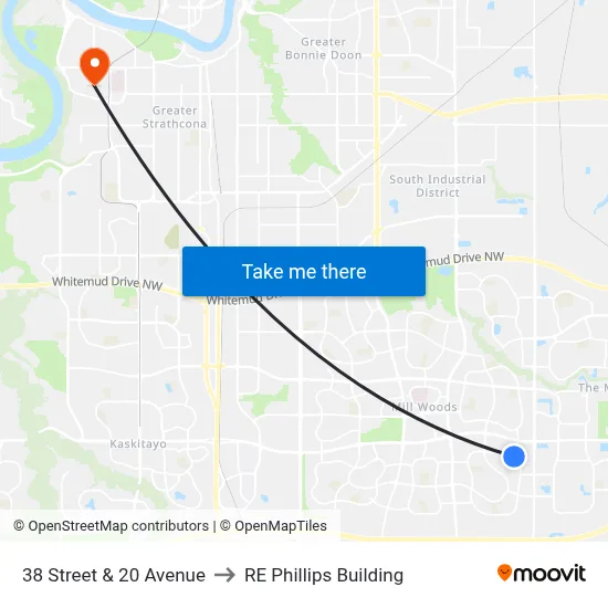 38 Street & 20 Avenue to RE Phillips Building map