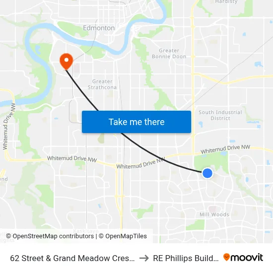 62 Street & Grand Meadow Crescent to RE Phillips Building map