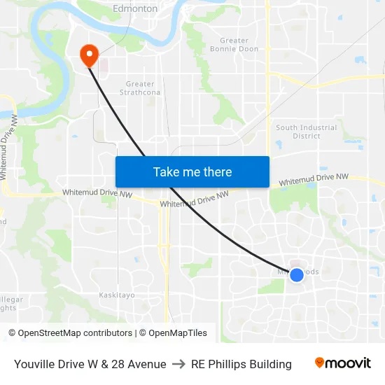 Youville Drive W & 28 Avenue to RE Phillips Building map