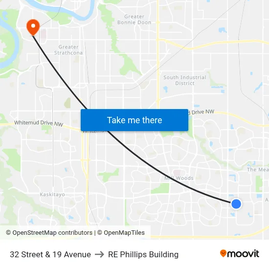 32 Street & 19 Avenue to RE Phillips Building map