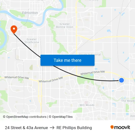 24 Street & 43a Avenue to RE Phillips Building map
