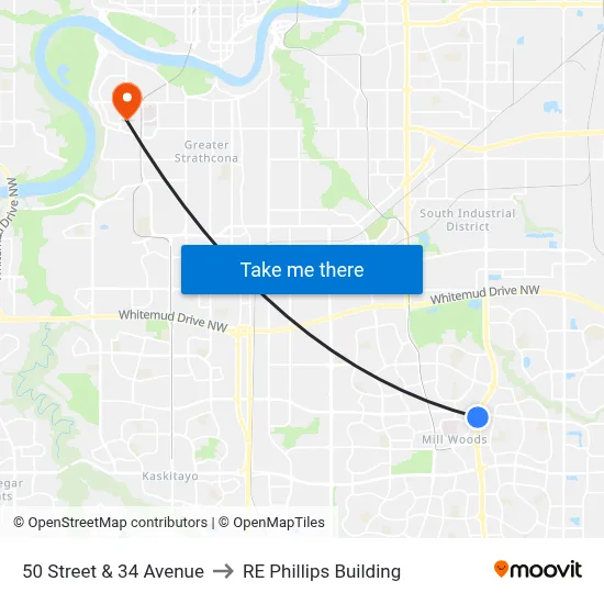 50 Street & 34 Avenue to RE Phillips Building map