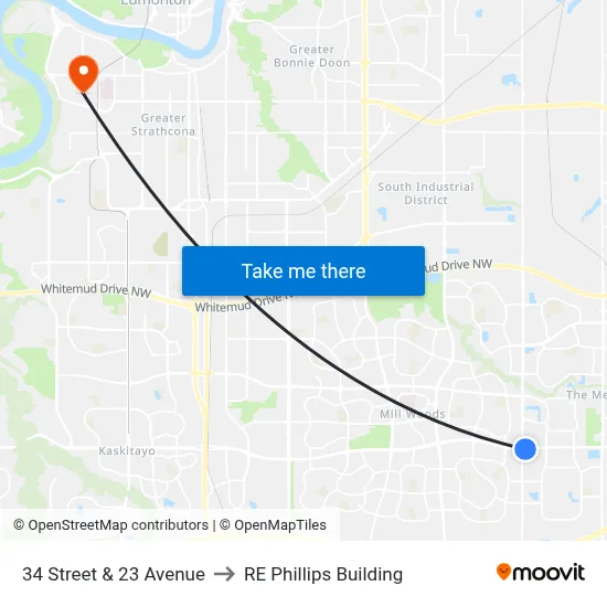34 Street & 23 Avenue to RE Phillips Building map