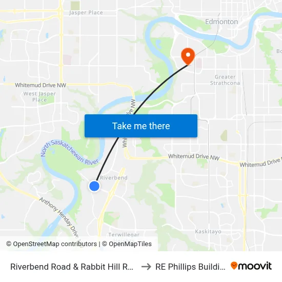 Riverbend Road & Rabbit Hill Road to RE Phillips Building map