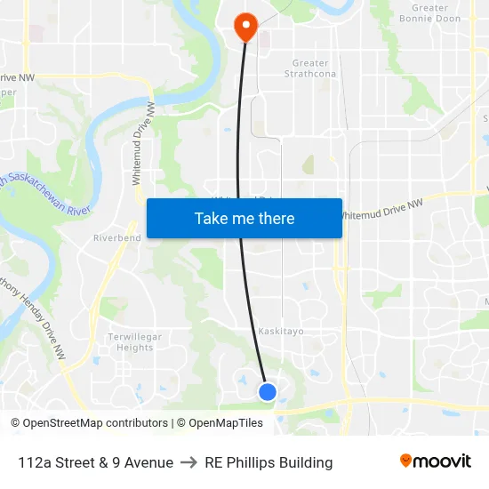 112a Street & 9 Avenue to RE Phillips Building map