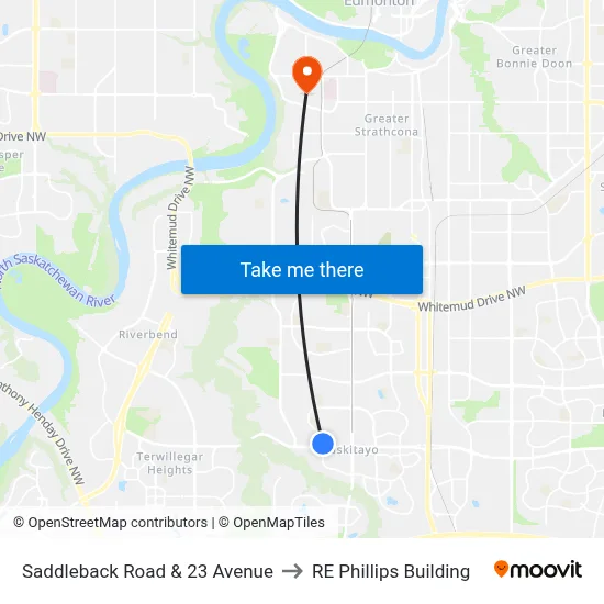 Saddleback Road & 23 Avenue to RE Phillips Building map