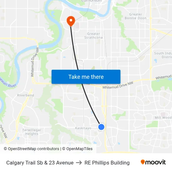 Calgary Trail Sb & 23 Avenue to RE Phillips Building map