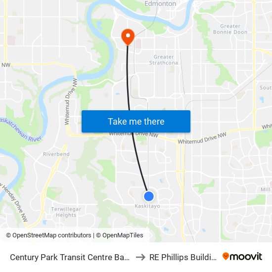 Century Park Transit Centre Bay P to RE Phillips Building map