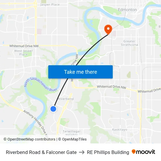 Riverbend Road & Falconer Gate to RE Phillips Building map