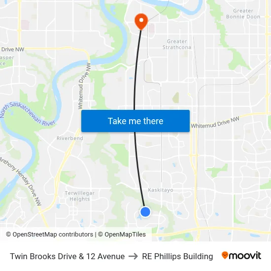 Twin Brooks Drive & 12 Avenue to RE Phillips Building map