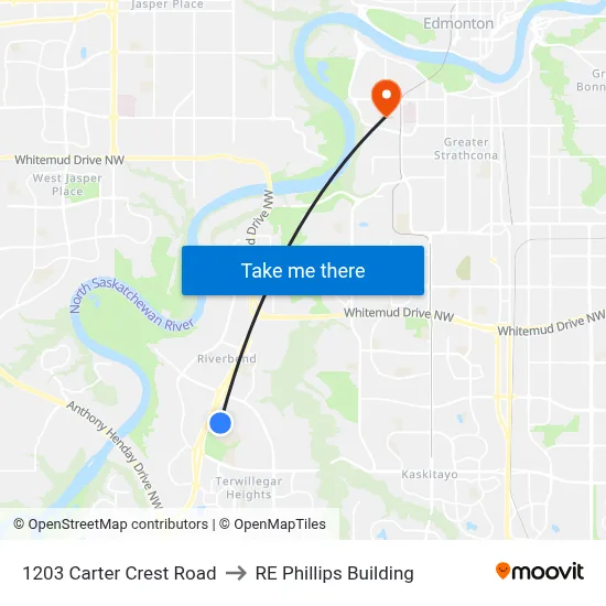 1203 Carter Crest Road to RE Phillips Building map