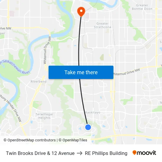 Twin Brooks Drive & 12 Avenue to RE Phillips Building map
