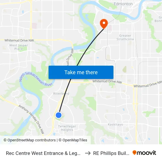 Rec Centre West Entrance & Leger Road to RE Phillips Building map