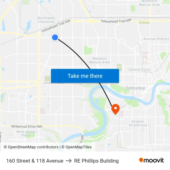 160 Street & 118 Avenue to RE Phillips Building map