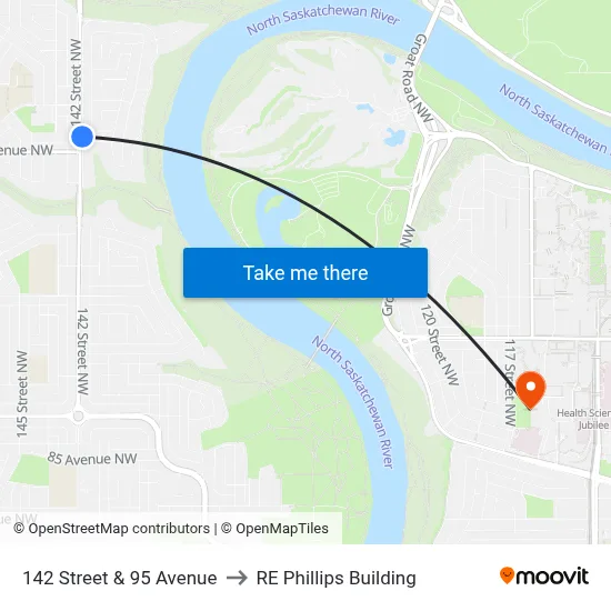 142 Street & 95 Avenue to RE Phillips Building map