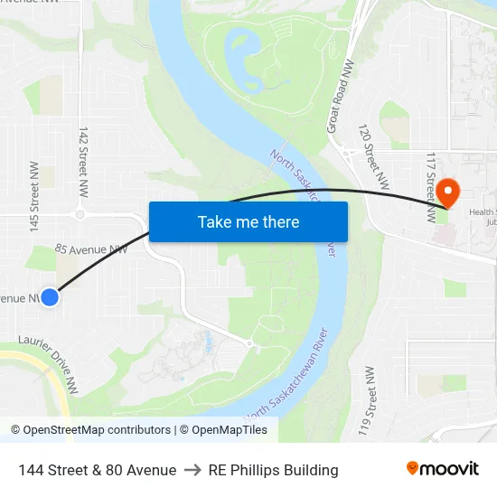 144 Street & 80 Avenue to RE Phillips Building map