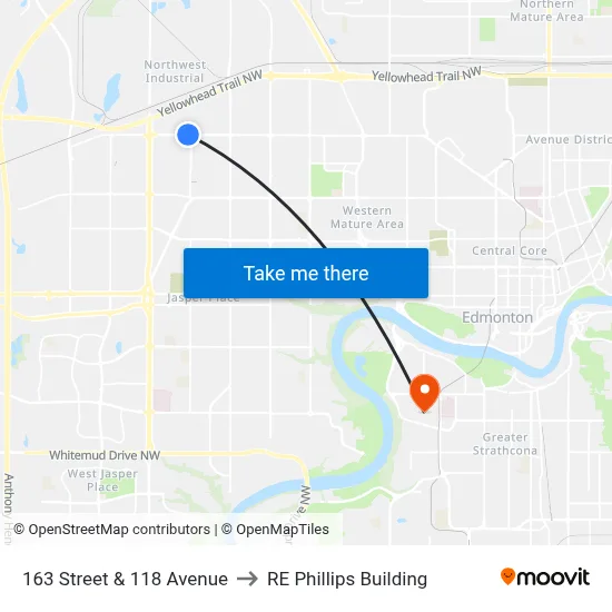 163 Street & 118 Avenue to RE Phillips Building map