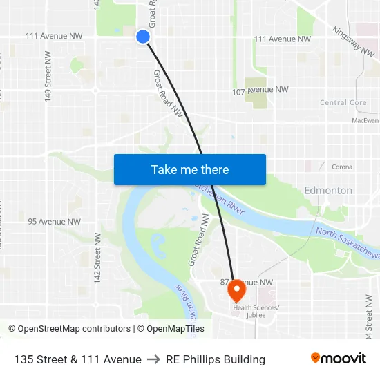 135 Street & 111 Avenue to RE Phillips Building map
