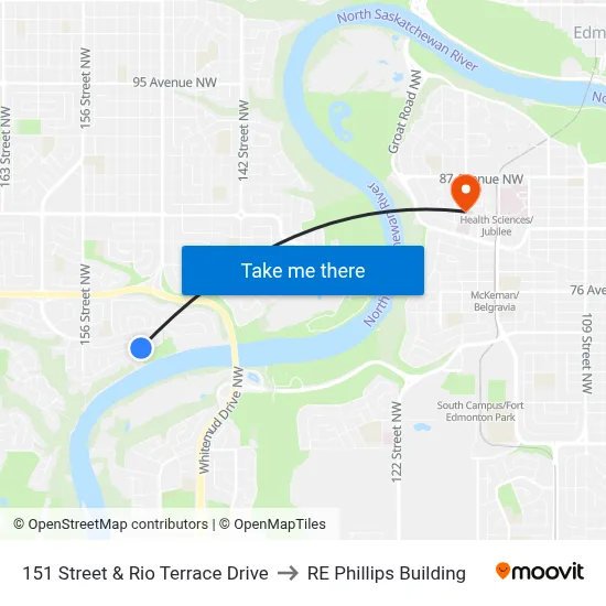 151 Street & Rio Terrace Drive to RE Phillips Building map
