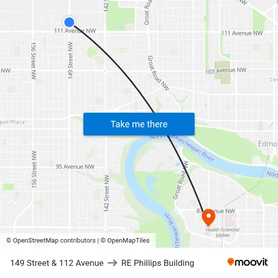 149 Street & 112 Avenue to RE Phillips Building map