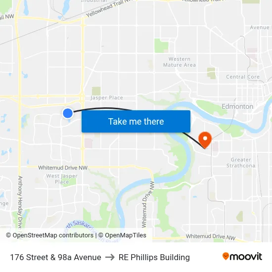 176 Street & 98a Avenue to RE Phillips Building map