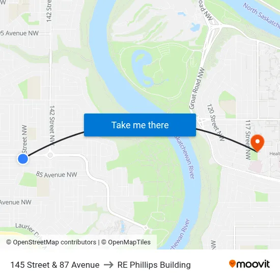 145 Street & 87 Avenue to RE Phillips Building map