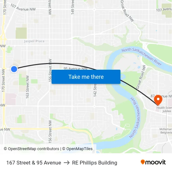 167 Street & 95 Avenue to RE Phillips Building map