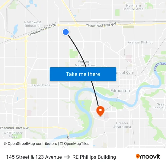 145 Street & 123 Avenue to RE Phillips Building map