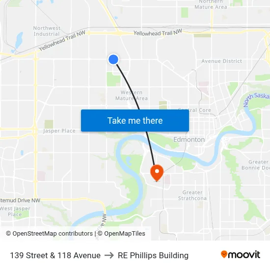 139 Street & 118 Avenue to RE Phillips Building map