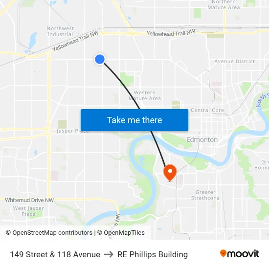 149 Street & 118 Avenue to RE Phillips Building map