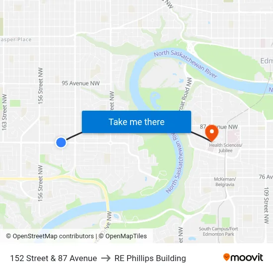 152 Street & 87 Avenue to RE Phillips Building map
