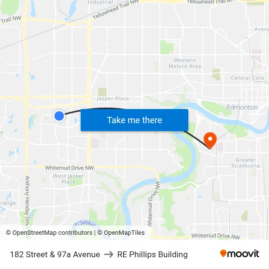 182 Street & 97a Avenue to RE Phillips Building map