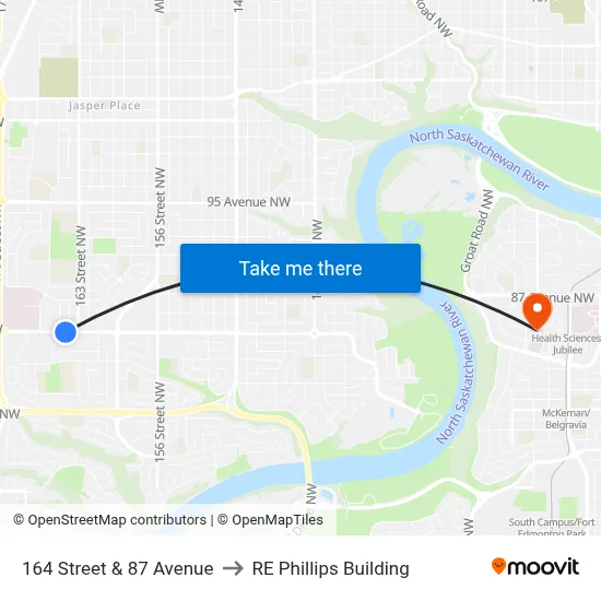 164 Street & 87 Avenue to RE Phillips Building map