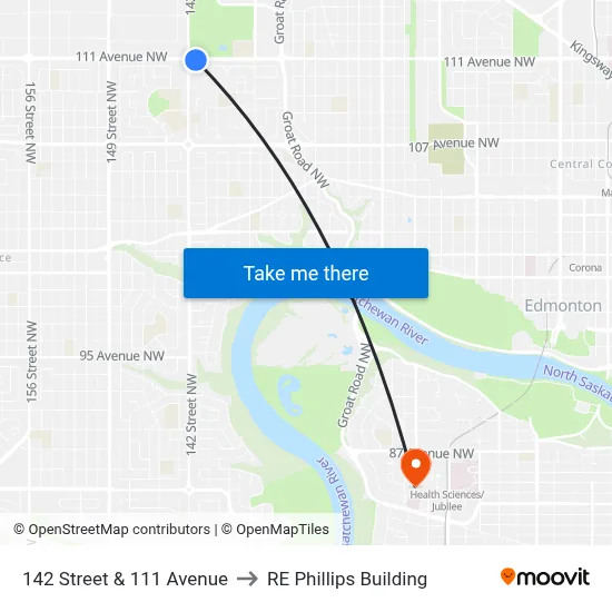 142 Street & 111 Avenue to RE Phillips Building map
