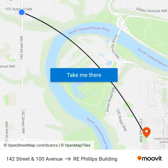 142 Street & 100 Avenue to RE Phillips Building map