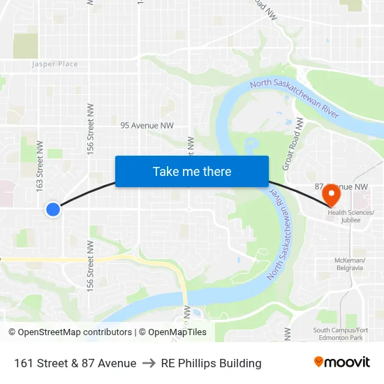 161 Street & 87 Avenue to RE Phillips Building map