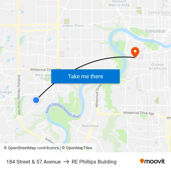 184 Street & 57 Avenue to RE Phillips Building map