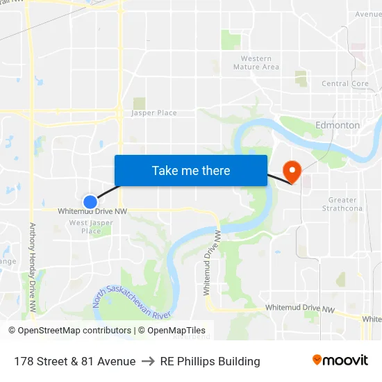 178 Street & 81 Avenue to RE Phillips Building map