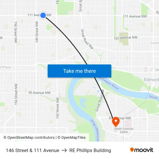 146 Street & 111 Avenue to RE Phillips Building map