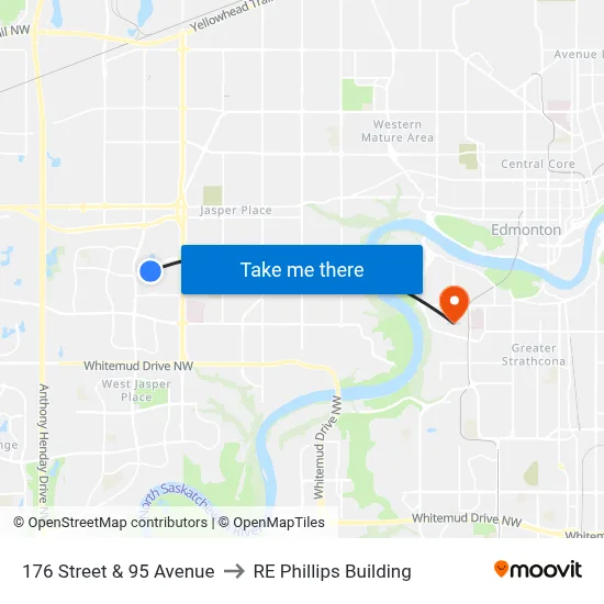 176 Street & 95 Avenue to RE Phillips Building map