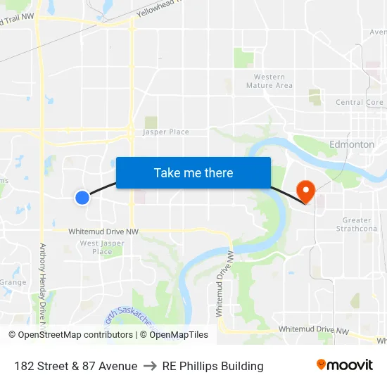 182 Street & 87 Avenue to RE Phillips Building map