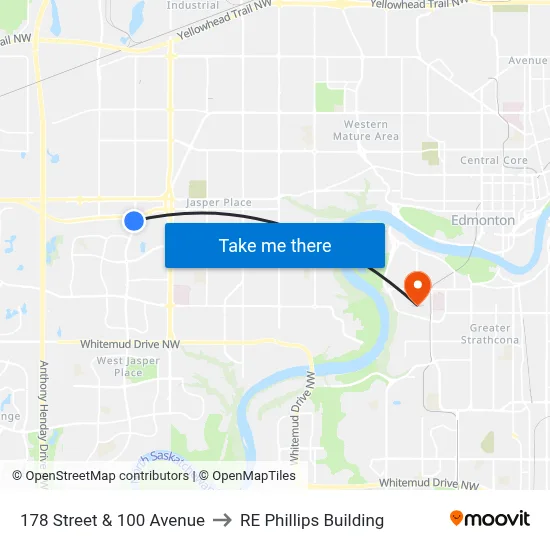 178 Street & 100 Avenue to RE Phillips Building map