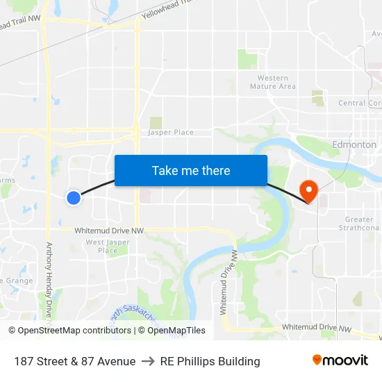 187 Street & 87 Avenue to RE Phillips Building map