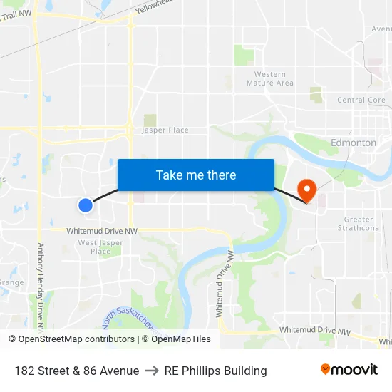 182 Street & 86 Avenue to RE Phillips Building map