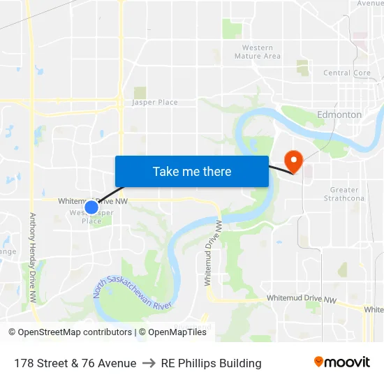 178 Street & 76 Avenue to RE Phillips Building map