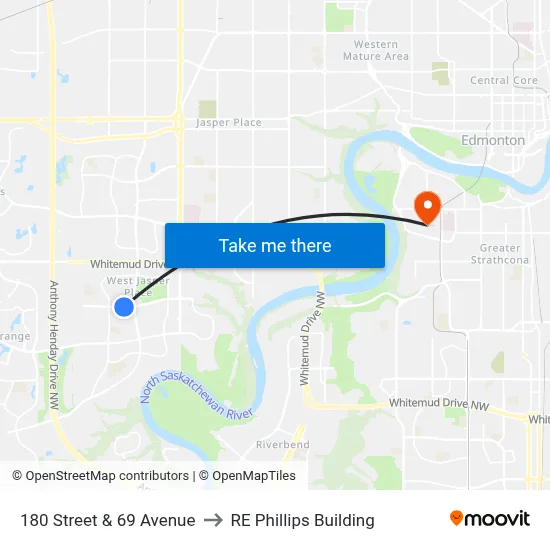180 Street & 69 Avenue to RE Phillips Building map