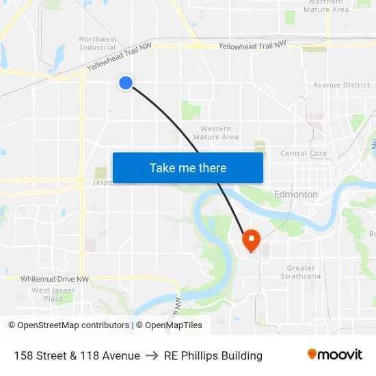 158 Street & 118 Avenue to RE Phillips Building map